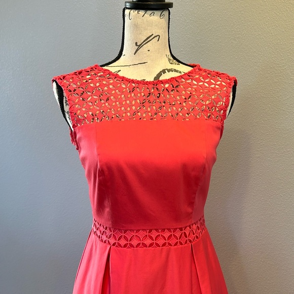 Calvin Klein Illusion Lace Net Coral Dress. Size: 2 - Picture 3 of 12